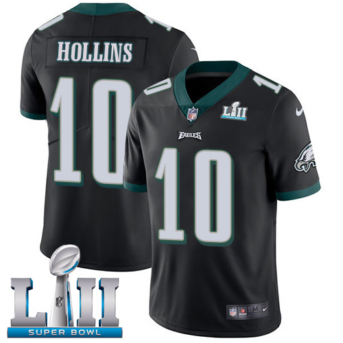 Nike Eagles #10 Mack Hollins Black Alternate Super Bowl LII Men's Stitched NFL Vapor Untouchable Limited Jersey